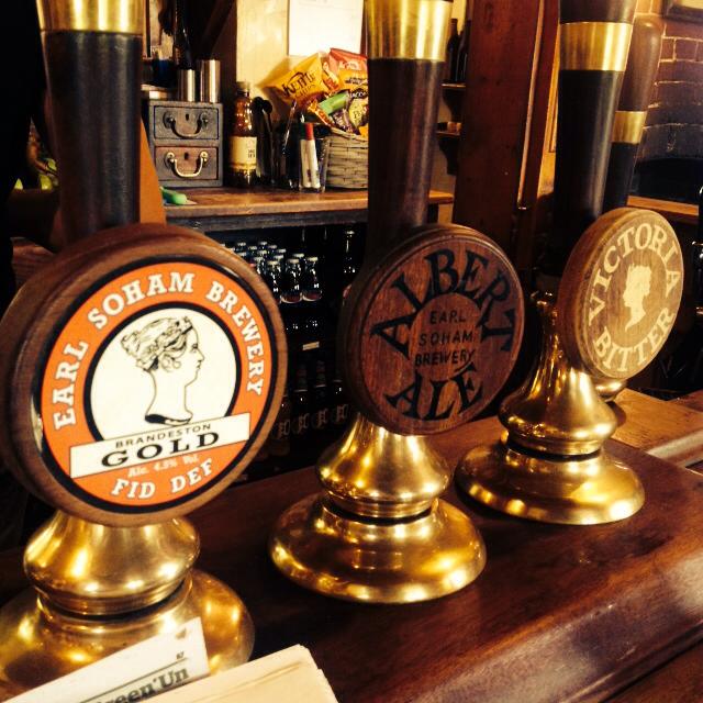 The beer pumps in the Earl Soham Victoria